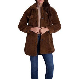 NWT Lucky Brand Women's Faux Fur Mid-Length Trucker Coat - M / Pecan